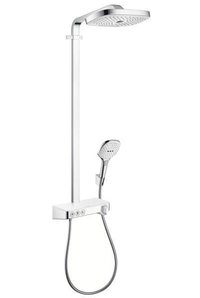 hansgrohe Showerpipe Raindance Select weiß chr m Kopfbrause Raindance E Air 3jet 300 mm