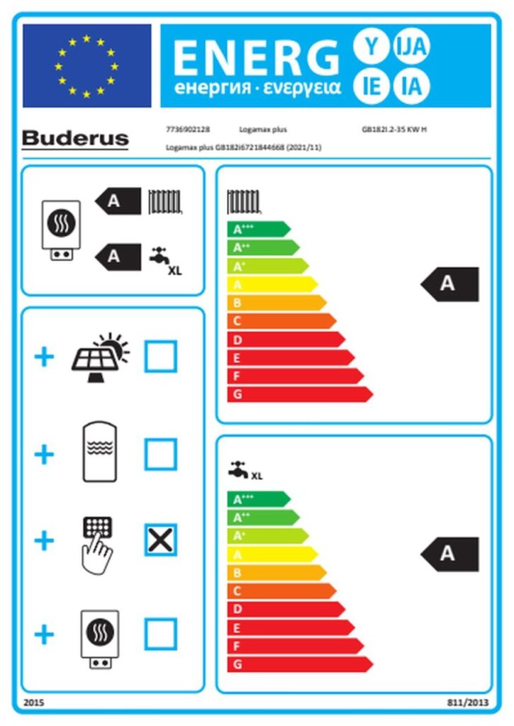 Buderus Gas-Brennwert Kombigerät Logamax plus GB182i.2-35 KDW H 35kW für H-Gas mit Warmwasserzubereitung weiß