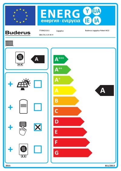 Buderus Gas-Brennwert Logaplus-Paket W22 GB172i.2 25 kW H-Gas Speicher S120 Bedieneinheit BC400