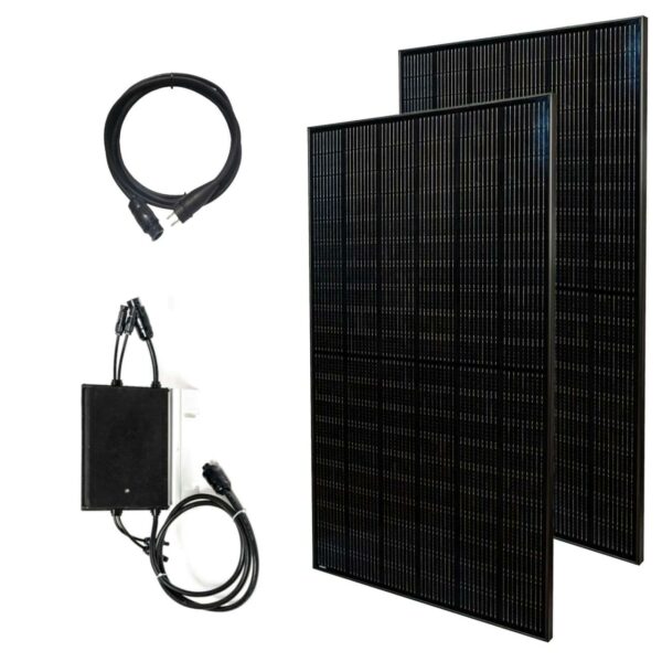 Priwatt Balkonkraftwerk priBasic Duo Paket 2x 375 Wp/600 W Solaranlage ohne Halterung inkl. 10 m Anschlusskabel, Wechselrichter Hoymiles