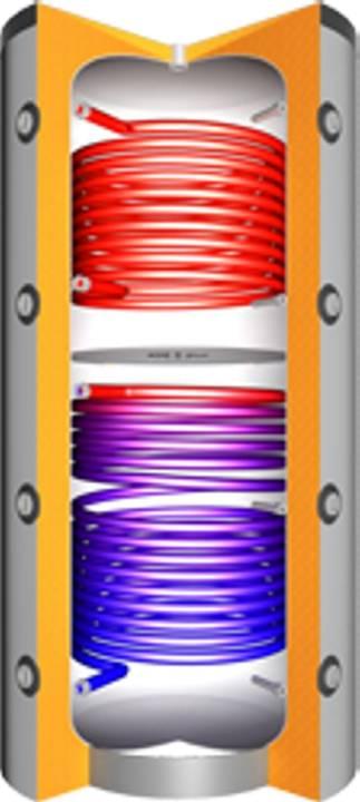 Juratherm Hochleistungs-Pufferspeicher mit Schichtentrennblech und 2 Wärmetauschern JPSRR 2000