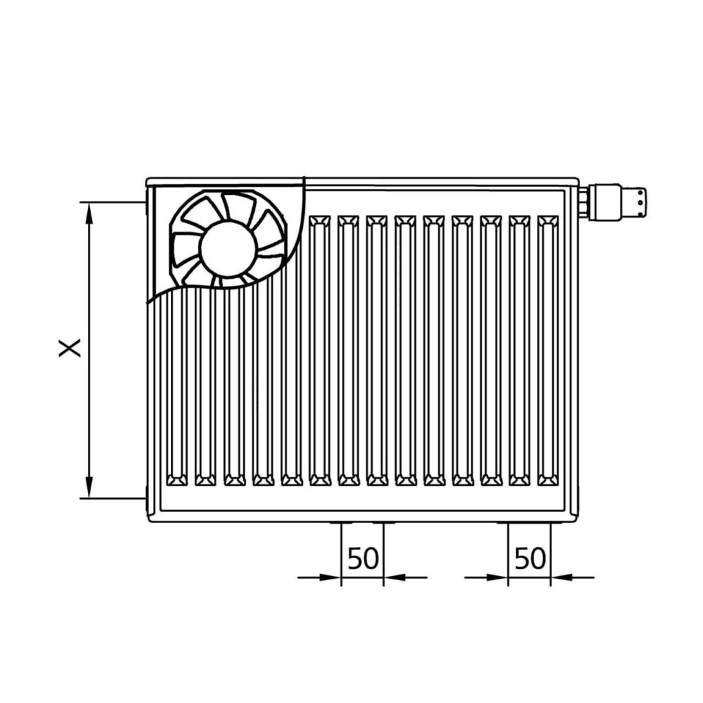 Kermi x-flair Profil-Vplus Wärmepumpen-Heizkörper Typ 22 600x1400x100 mm links 1015 Watt