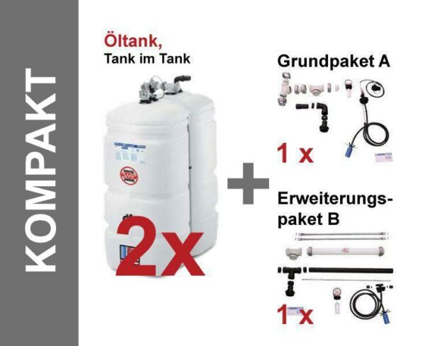 SCHÜTZ Öl-Lagerbehälter Kompakt 2 x 1000 Liter Paket, Tank im Tank