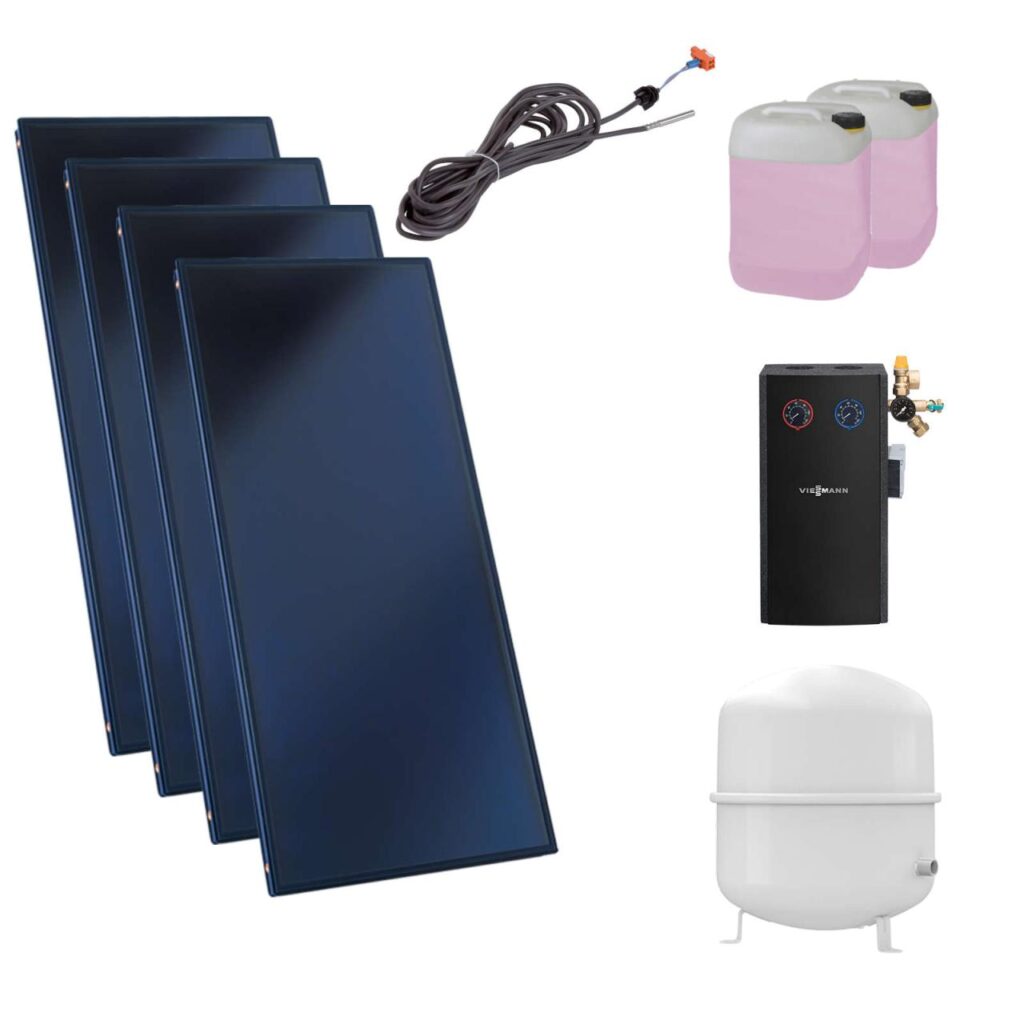 Viessmann Flachkollektor Solar-Paket Vitosol 200-FM SH2F 10,04 m² mit Pumpstation Ausdehnungsgefäß 40L Speichertemperatursensor