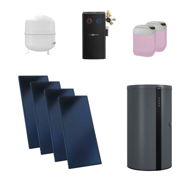 Viessmann Flachkollektor Solar-Paket Vitosol 200-FM SH2F 10,04 m² mit Vitocell 340-M 750L Kombispeicher vitographite Modul Divicon