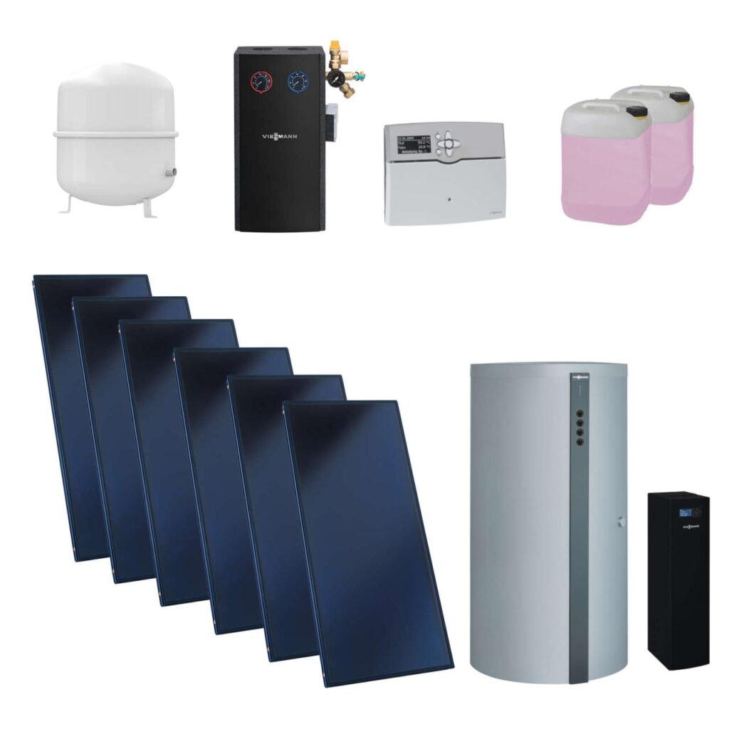 Viessmann Flachkollektor Solar-Paket Vitosol 200-FM SH2F 15,06 m² mit Vitocell 160-E 950L Kombispeicher Modul Vitosolic 200 SD4