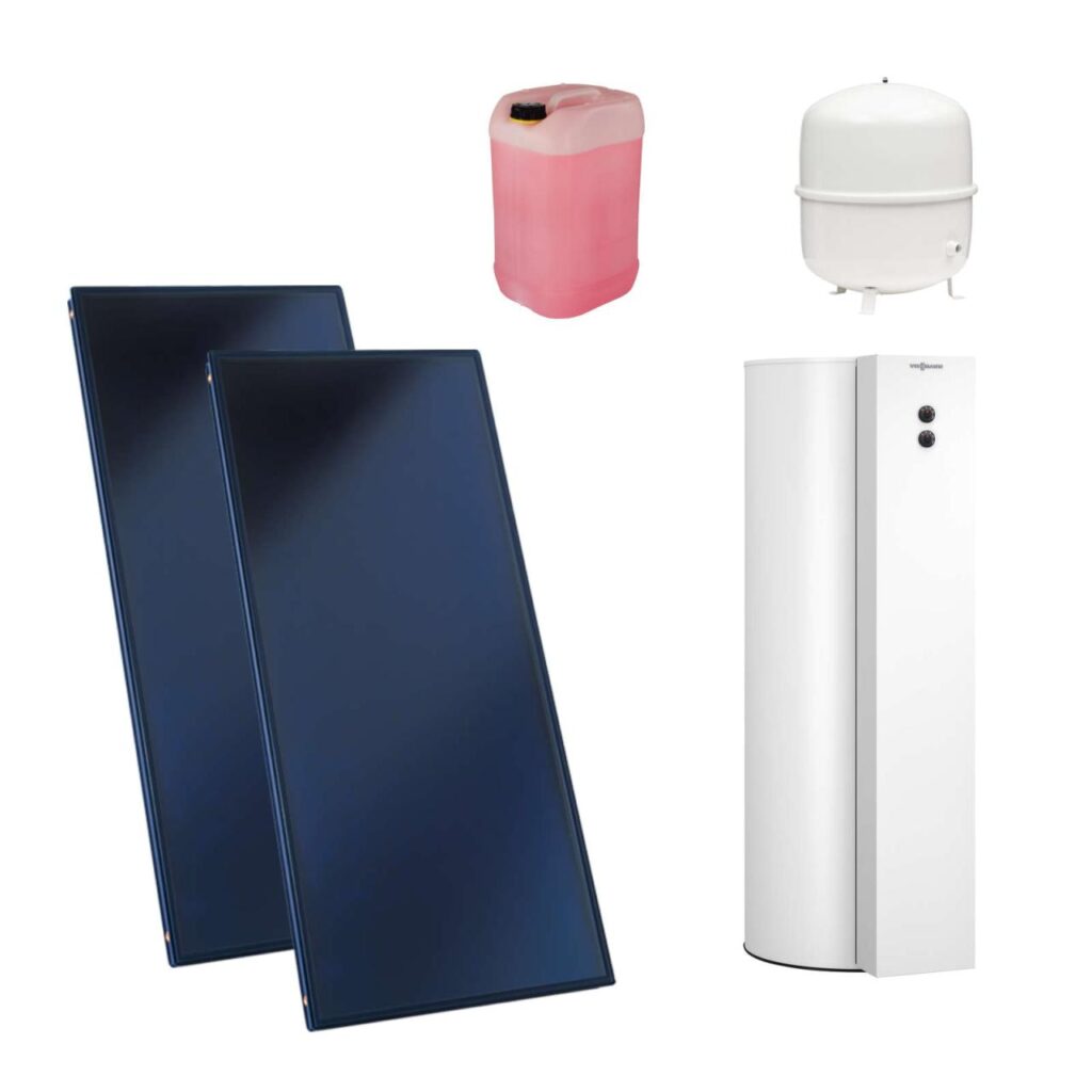 Viessmann Flachkollektor Solar-Paket Vitosol 200-FM SH2F 4,6 m² mit Warmwasserspeicher Vitocell 100-U CVUD 300L vitopearlwhite