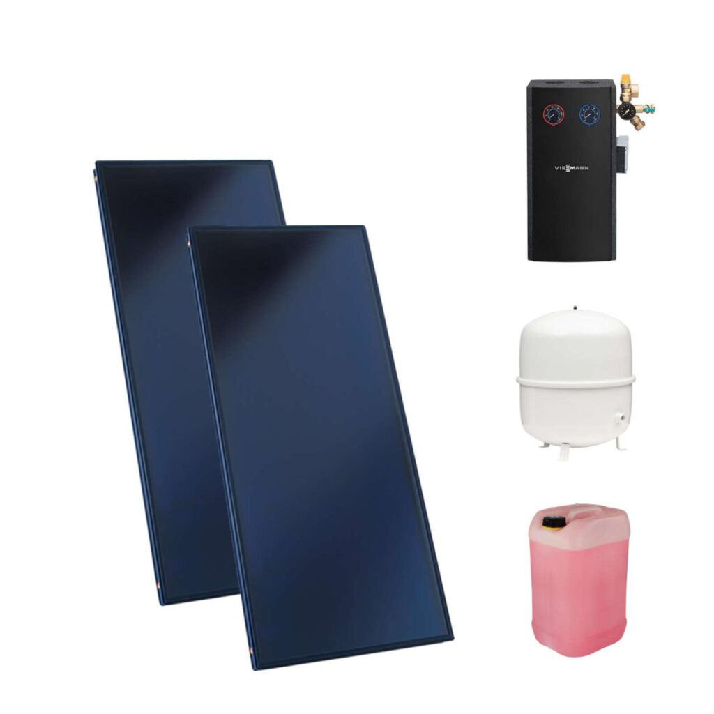 Viessmann Flachkollektor Solar-Paket Vitosol 200-FM SH2F 4,6 m² mit Warmwasserspeicher Vitocell 100-W CVBC 300L vitopearlwhite Modul Divicon PS10 SD1