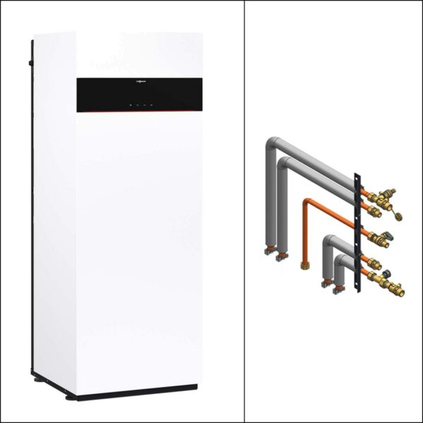 Viessmann Gas-Brennwert Kompaktgerät Vitodens 222-F B2SF 25 kW 7" Display mit Aufbau-Kit mit Anbausatz seitlich AP VD